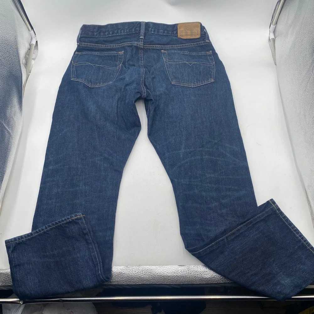 Polo Ralph Lauren Varick Slim Straight Jeans Men 33/30 Dark Blue Cotton Denim RL